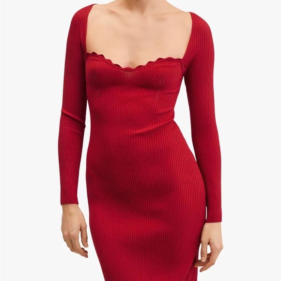 Mango Ribbed Red Knit Top - Picture 2 of 7